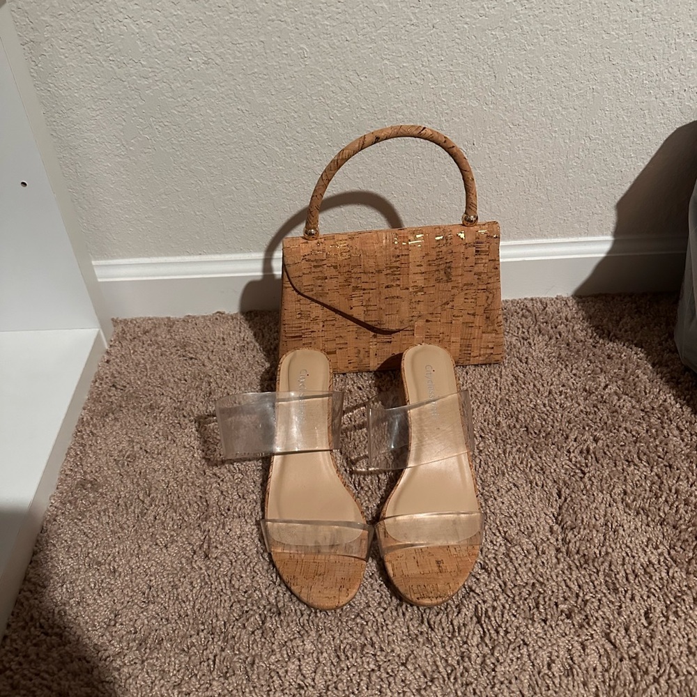 Transparent Strap Cork Wedge Sandals